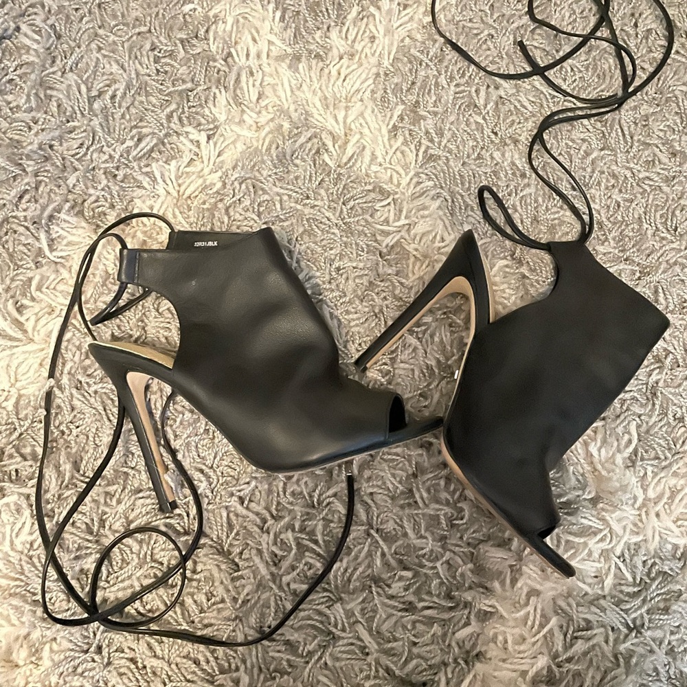 Top shop black lace up heels. Nearly new. Padded footbed and suede under layer.